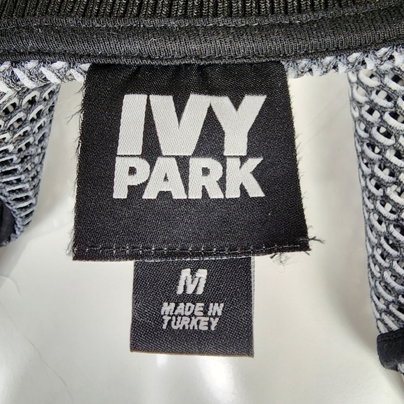 Ivy Park Floral Mesh Oversized Bomber Jacket Black  White Size Medium Beyonce - Picture 3 of 14